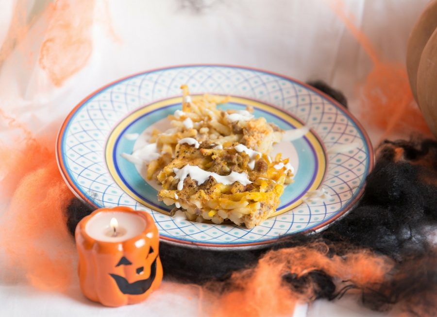 Trofie al forno con salsiccia, zucca e scamorza